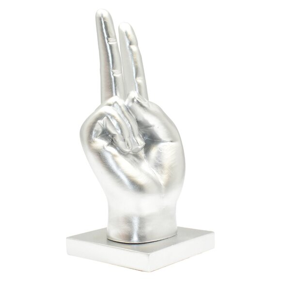 Adam & Friends Home Decor Peace Sign Sculpture | 1-Piece | Silver - Picture 3 of 4